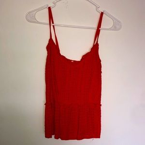 Summery spaghetti strap top, ribbed waist